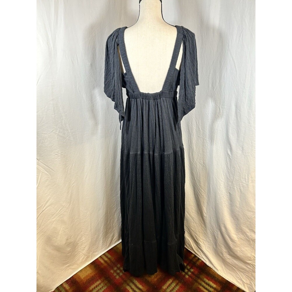 FREE PEOPLE Beach La La Maxi Dress Black Open Back Size S Boho Flowy Whimsigoth - Picture 3 of 14